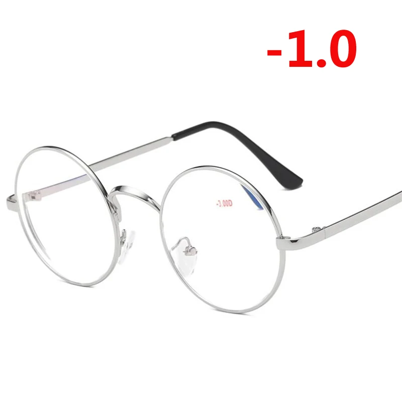 Myopia 100 1,0-1,5-2,0-2,5 до-4,0 готовые очки для близорукости для женщин мужчин анти синий Llight короткие очки для коррекции зрения круглые очки для близорукости - Цвет оправы: Myopia 100