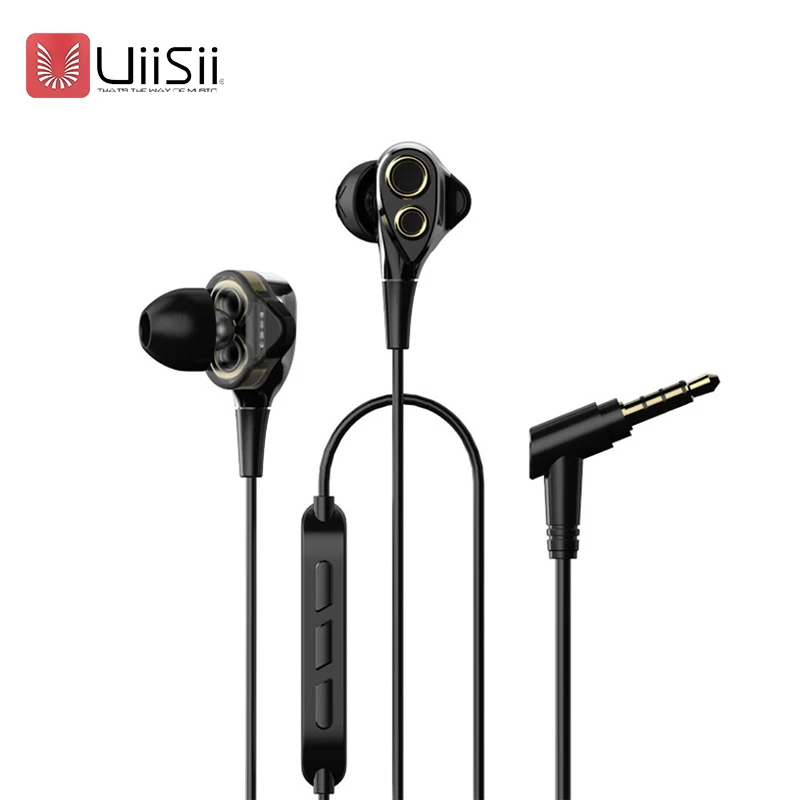 UiiSii BA T8 двойной динамический привод наушники Hi Fi супербасы в ухо с микрофоном