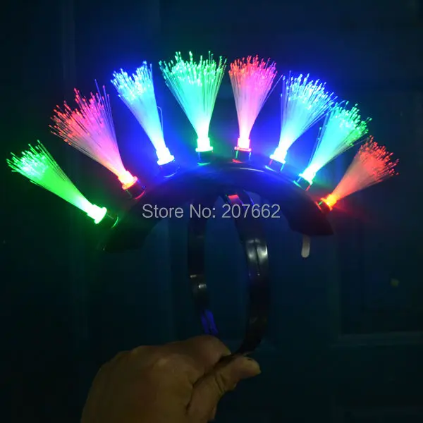 Светильник ящаяся повязка на голову Mohawk волоконно-оптический светодиодный