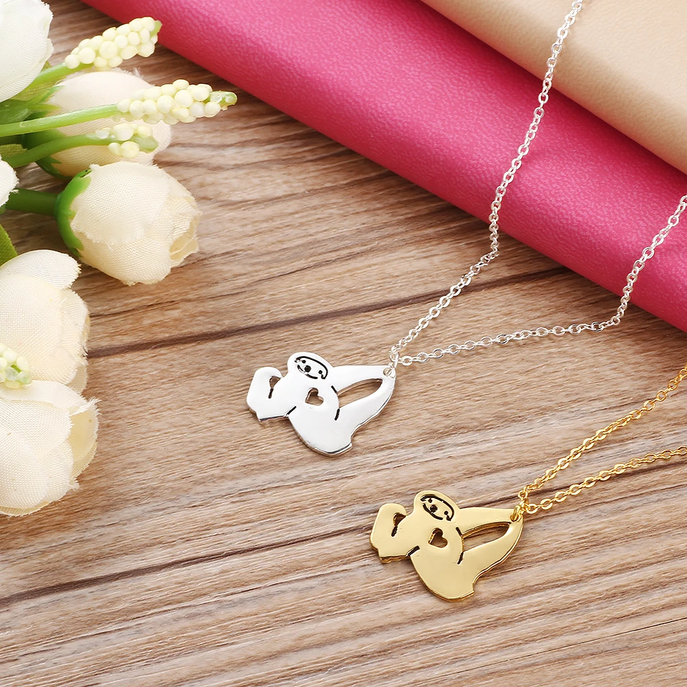Уверенные ленивые ожерелья подвески в виде животных Серебряное золото колье для