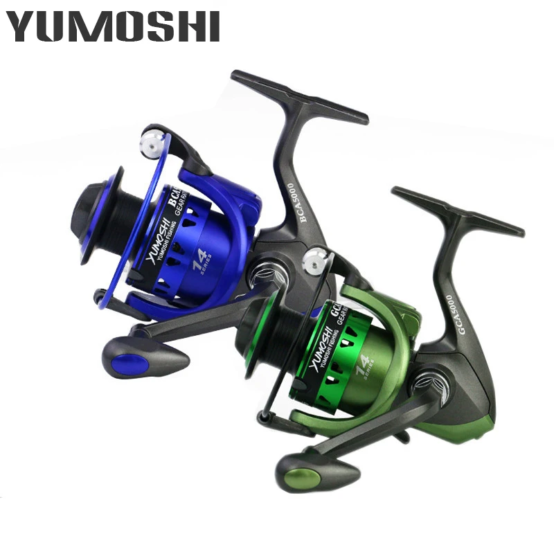Спиннинговая катушка YUMOSHI 14BB серии 1000 7000 зеленая/синяя 2 вида цветов