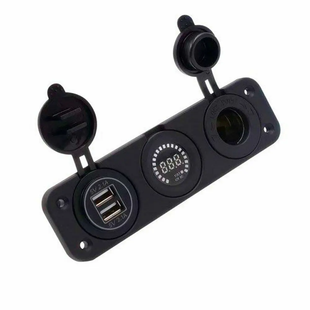 Новая Автомобильная лодка 3 переключатель отверстия панель двойной USB зарядное устройство синий светодиодный розетка с выключателем питания 12 В