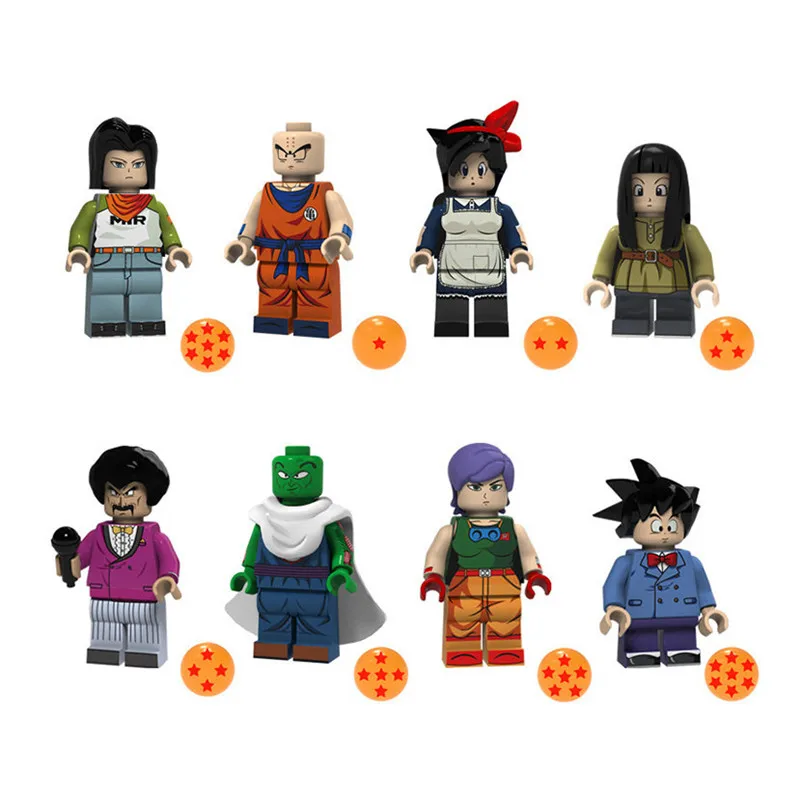 8 шт./лот Dragon Ball фигурка Z Son Goku Vegeta Master Roshi Krillin строительный блок брендовые фигурки Набор моделей игрушки для детей