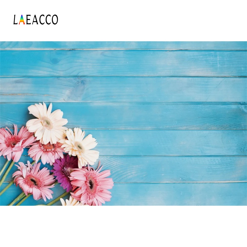 Фоны Laeacco для фотосъемки с деревянной доской и цветами день рождения детский душ