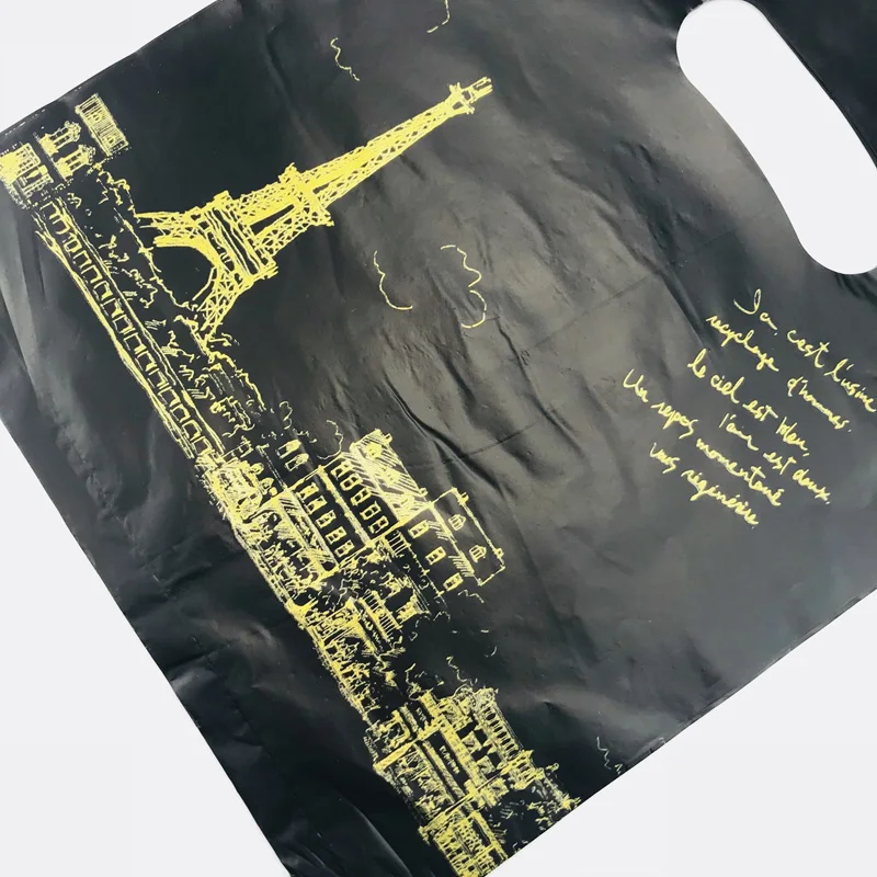 100 шт. маленькие пластиковые подарочные пакеты с изображением Парижской башни 20