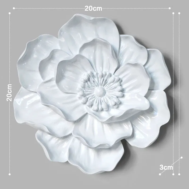 L White Lotus NOOLIM Европейский Креативный цветок из смолы на стену, стерео украшение, рукоделие, наклейка на стену украшение, подарок, лотос, пион, рыбка, модель - Цвет: L White Lotus
