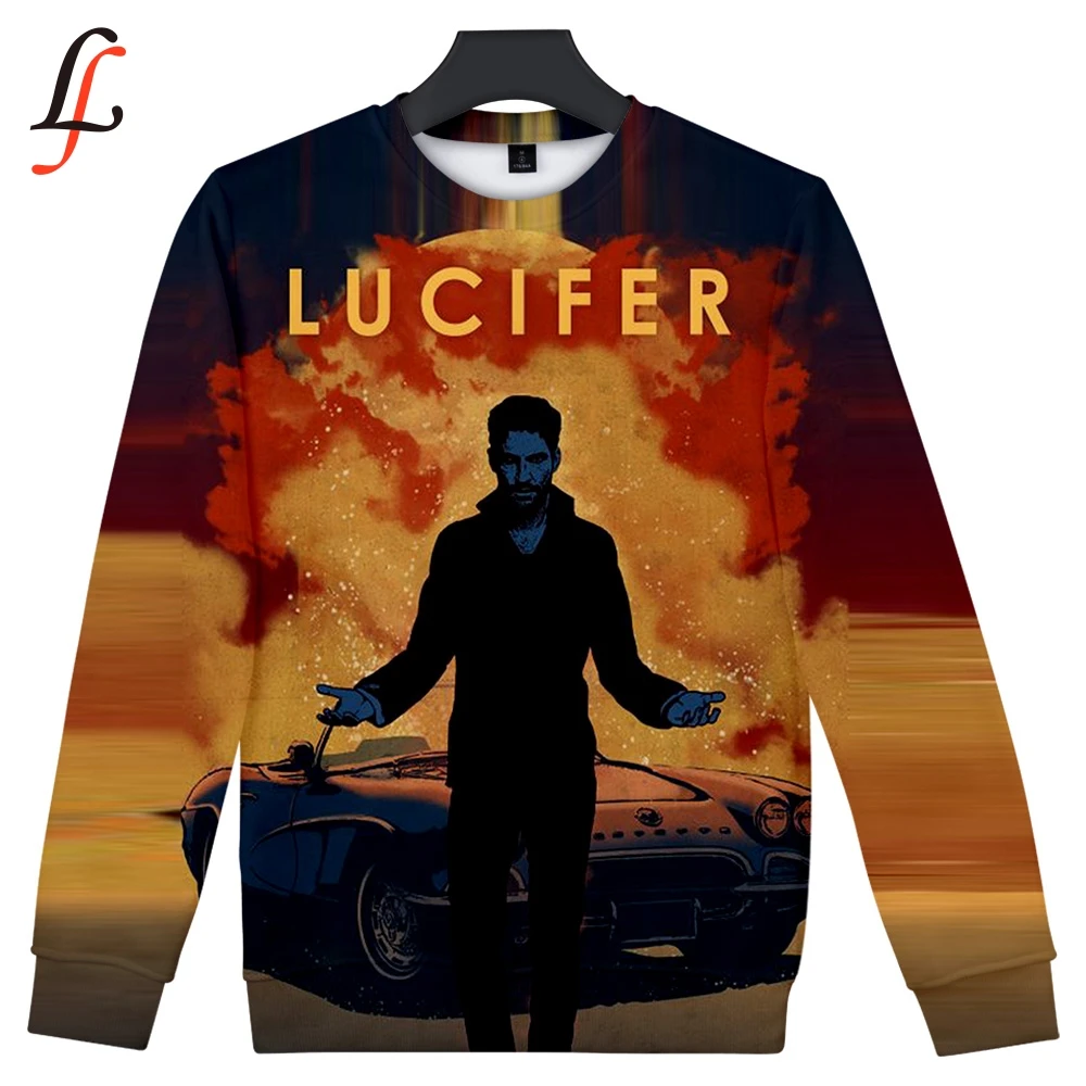 Толстовка с 3D принтом Lucifer Женская/Мужская Повседневная большого размера 4XL 2019 |