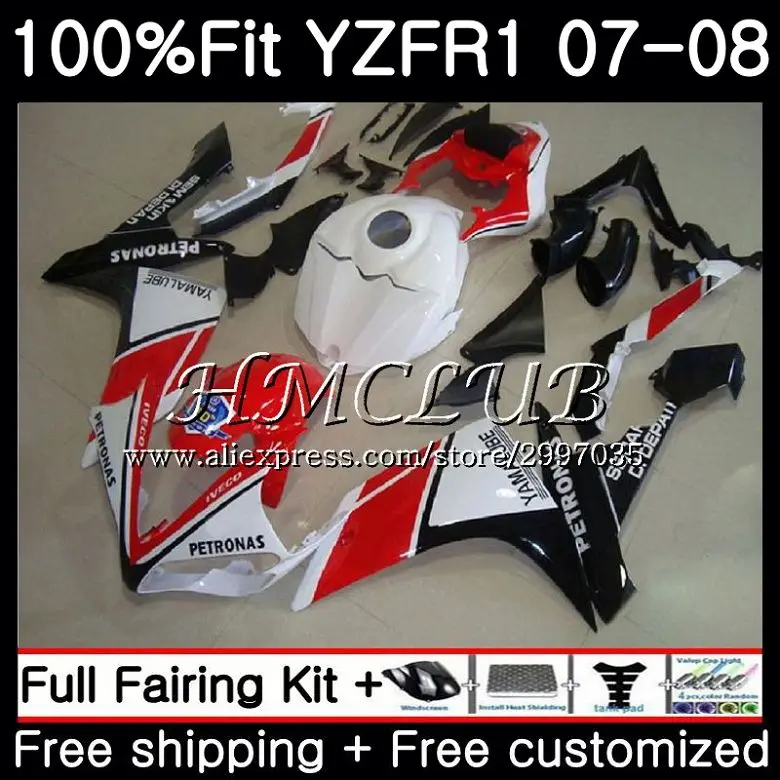 Red white Injection Body For YAMAHA YZF R 1 1000 R1 2007 2008 11HC17 YZF1000 YZF-1000 YZF-R1 YZFR1 07 08 Fairing kit | Автомобили и