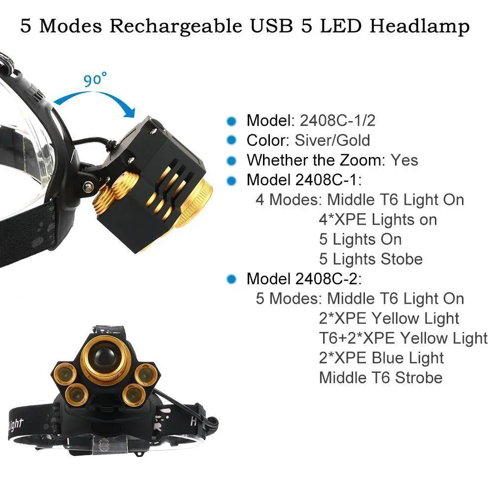 90000LM USB светодиодный налобный фонарь T6 перезаряжаемая фара 18650 головной свет