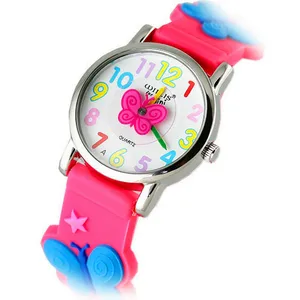 children fashion mini 3D cartoon silicone lovely wristwatches girls promotion dress gift watches