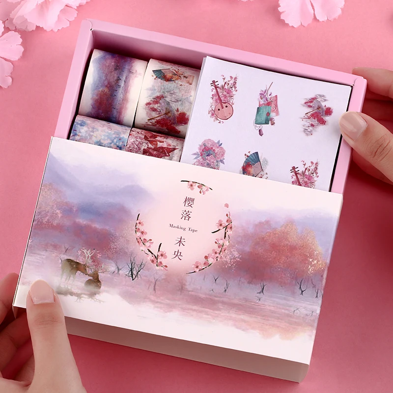 

24 pcs/set Cherry blossoms Washi Tape set cute Decorative Adhesive Tape DIY Scrapbooking Sticker Label Stationery
