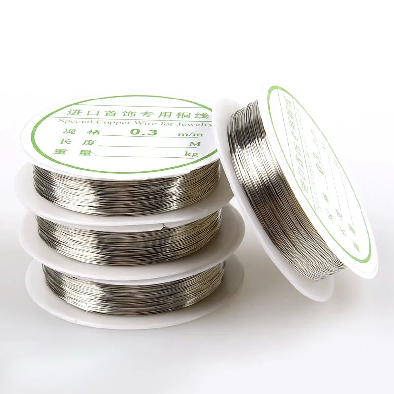 Silver 0.3mm 15M Мульти-размер, медная проволока, тянущаяся эластичная катушка, шнур, Хрустальная нить, нить для изготовления ювелирных изделий, бисероплетение, браслет, рыбалка - Цвет: Silver 0.3mm 15M