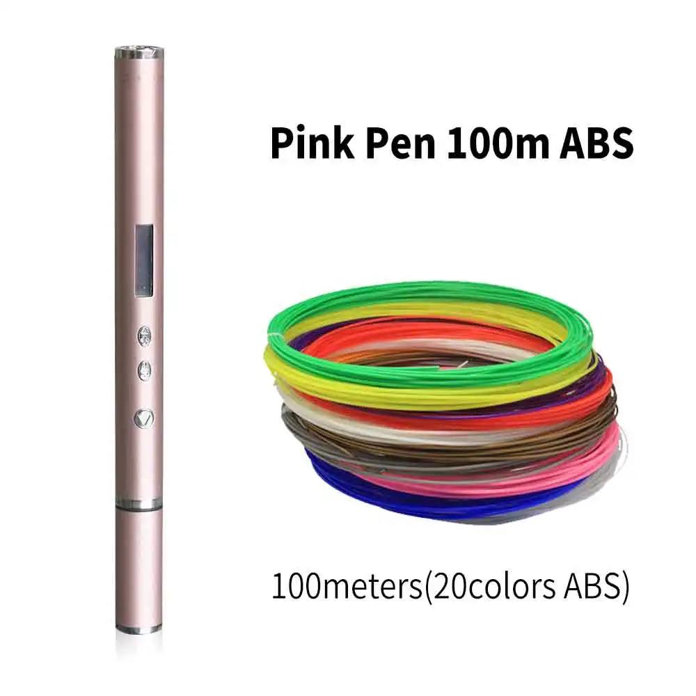 Pink 100 Meter ABS DEWANG, 3D ручка, ручка для печати, OLED, PLA, ABS, нить, 3d принтер, подарок на день рождения, Lapiz, 3D печать, ручка для школы, 3D карандаш, гаджет - Цвет: Pink 100 Meter ABS