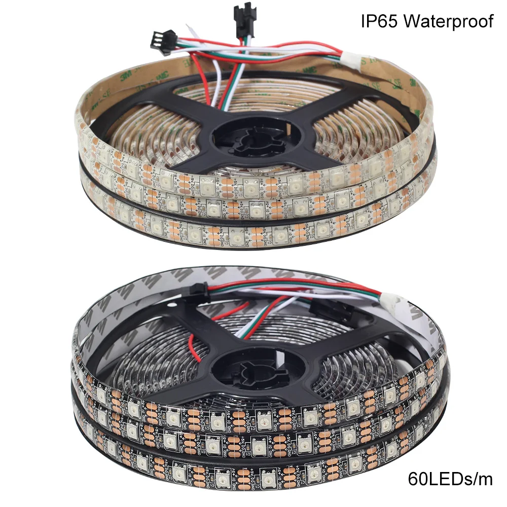 5 м/рулон DC5V ws2812b 300led ws2812IC встроенный индивидуально адресуемый 60 светодиодов/м 5050