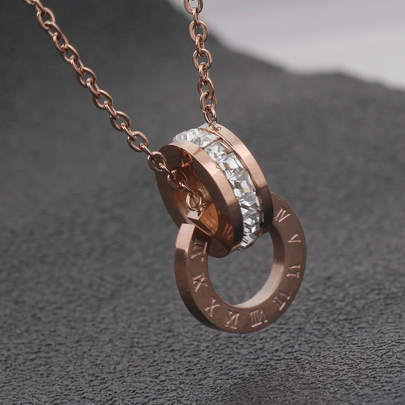Серебряное, золотое, розовое золото, ожерелье, римская цифра, амулеты, ювелирные изделия из нержавеющей стали, женское колье, ожерелье с кристаллами, колье для женщин