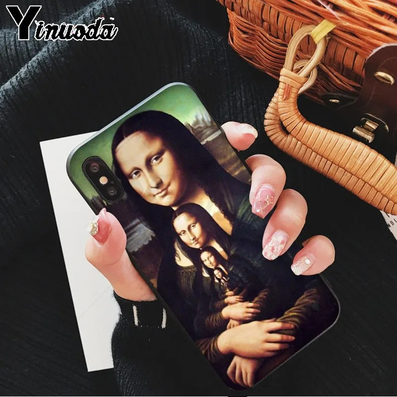 Yinuoda Забавный чехол для телефона Leonardo da Vinci Mona Lisa Pat Cat Art Apple iPhone 8 7 6 6S Plus X XS MAX 5 5S SE XR |