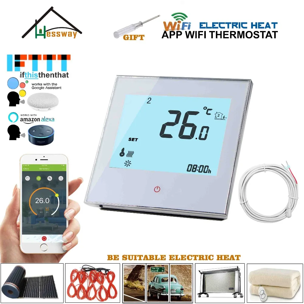 

Voice interaction Weekly Programmable google home control wifi thermostat 16A heating for electric floor
