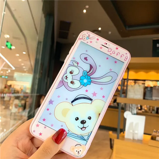 Медведь Даффи Мелодия Две звезды шаблон протектор экрана для iphone 8 Plus 7 6 6S Plus Закаленное стекло пленка