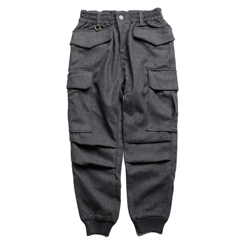 

2019 autumn and winter new men's tide card loose multi-pocket personality thickening men's overalls men's casual pants new