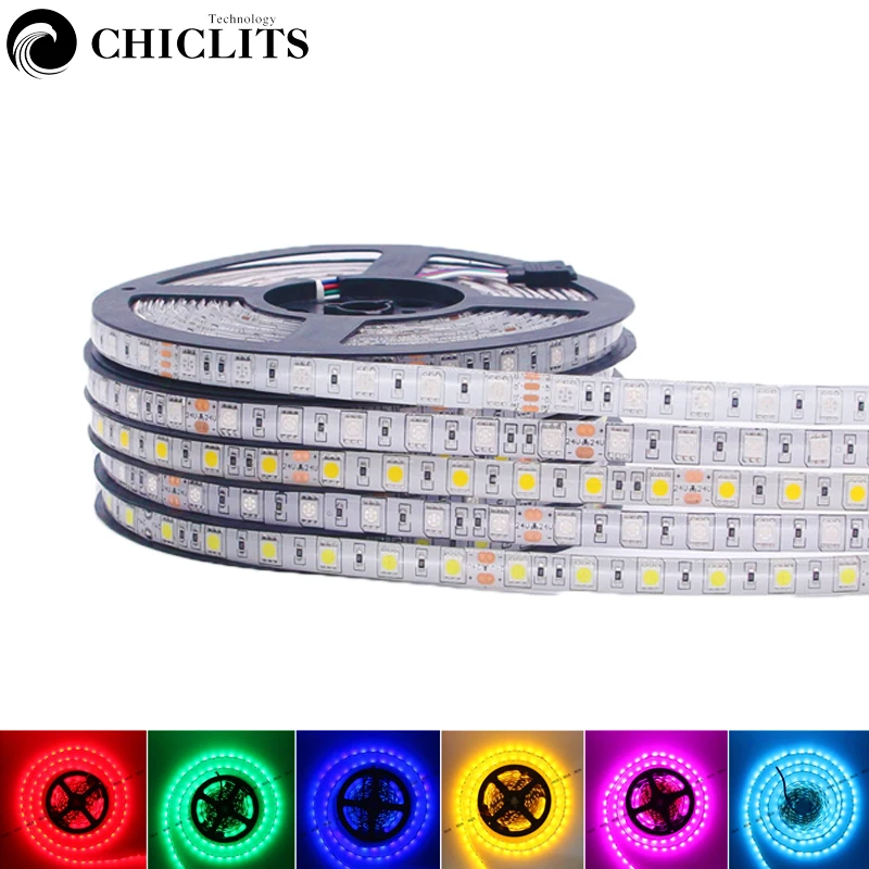 Светодиодная ленсветильник SMD 5050 RGB 5 м не водонепроницаемая 12 В 24 300