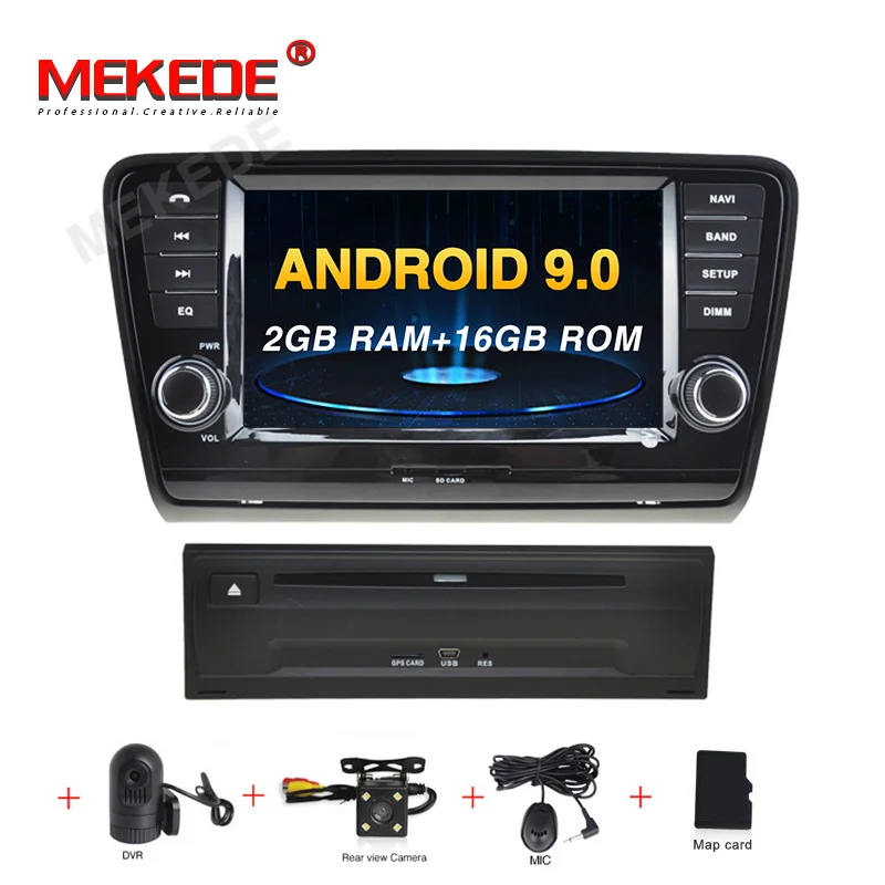 add camera DVR Android 9,0 " 2din автомобильный gps Навигатор Радио Coche плеер для SKODA Octavia 2013- A8 с wifi bluetooth carplay USB navi - Цвет: add camera DVR
