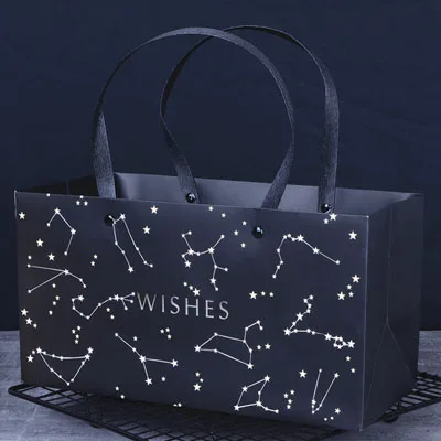 bag 24,2*10,5*5,5 см Planet Sky Черный цвет Бумага коробка, Подарочная коробка конфет Mooncake яйца, пироги коробка для печенья для выпечки печенья мешок 50 шт./лот - Цвет: bag