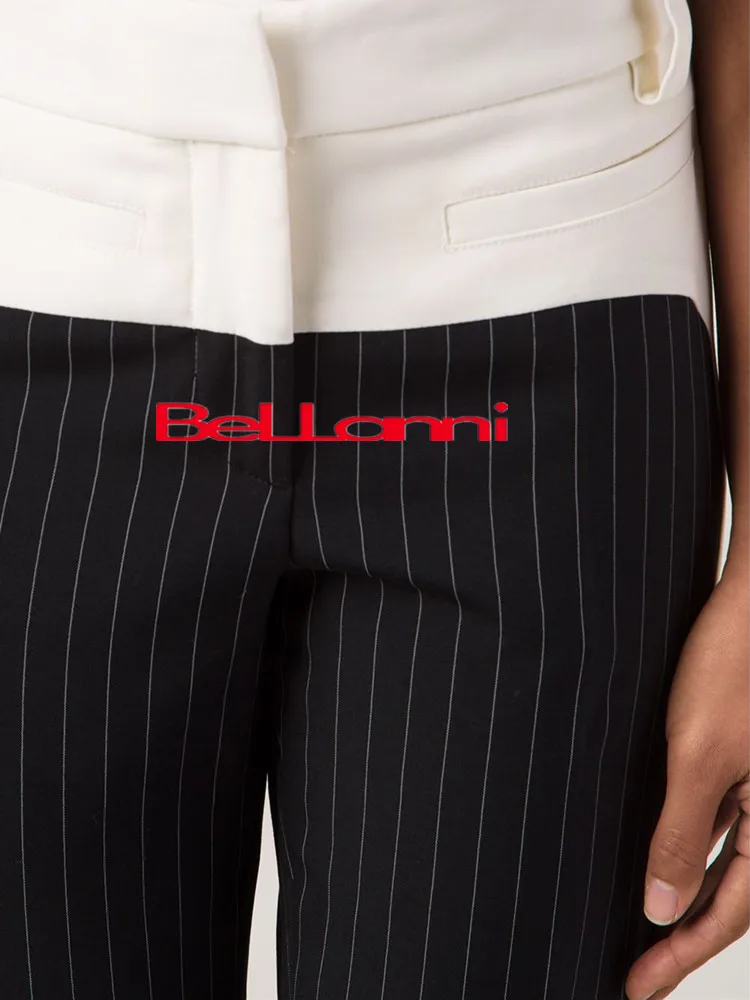 Hit color striped longer size summer autumn pants 2020 new Fashion brand England style hit color elastic pencil trousers WQ15