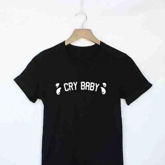 Женская футболка с принтом и надписью Cry Baby Crybaby летняя хипстерская забавными