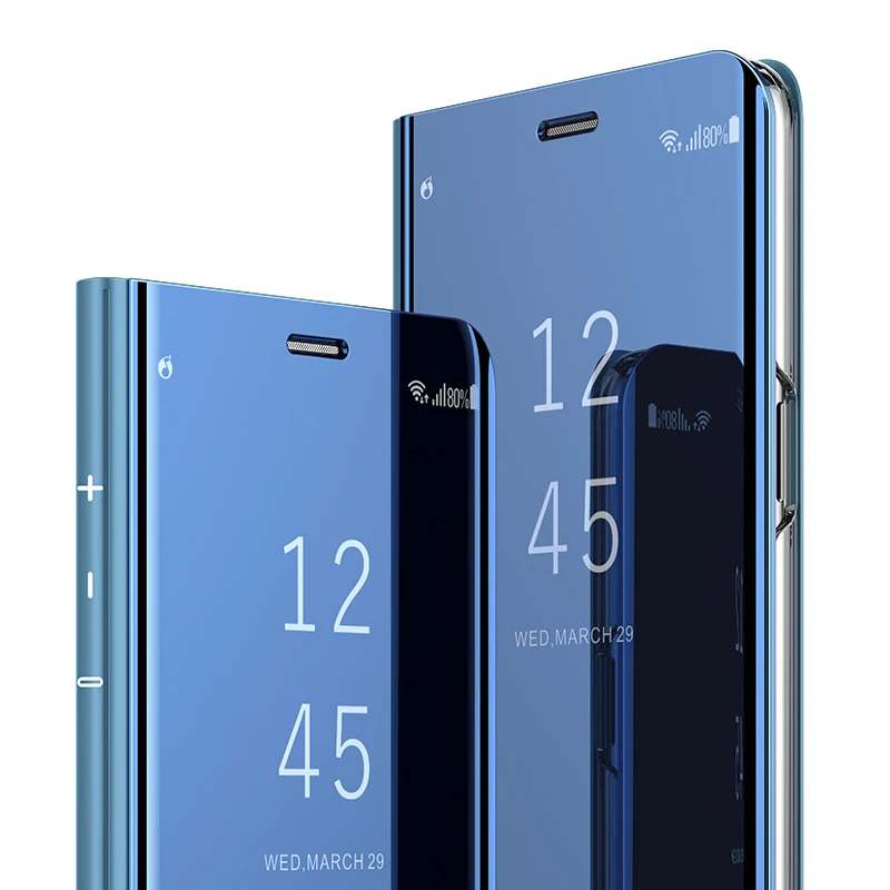Смарт-зеркало Clear View Флип Чехол для samsung Galaxy J3 J4 J6 J7 2018 Роскошные Стенд кожаный