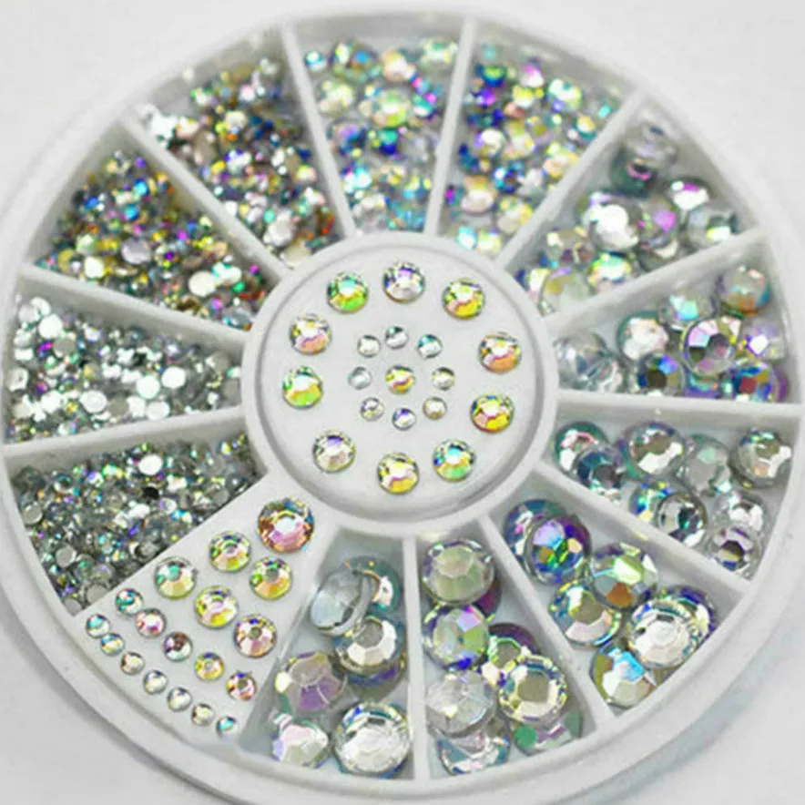 1 коробка Смешанные Круглый камень для дизайна ногтей Шаблоны чистый прозрачные