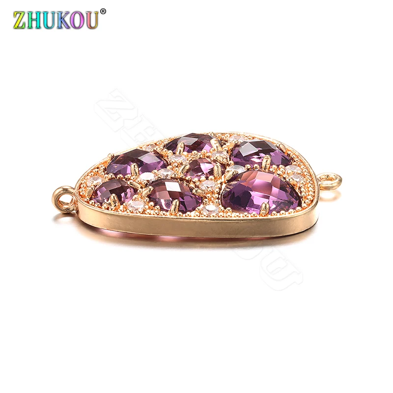 ZHUKOU 2019 21x31 мм DIY ювелирные аксессуары серёжки с камнем VD383A белый/черный/фиолетовый