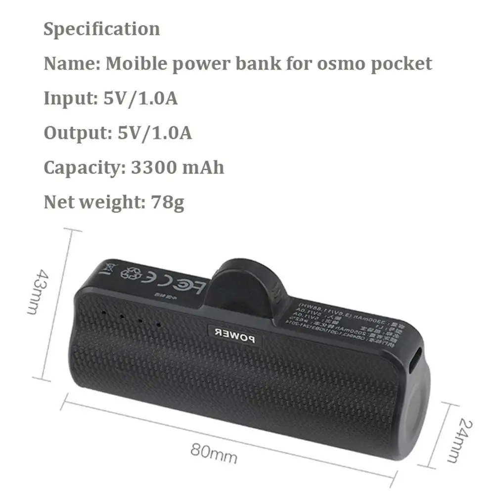 3300 мАч Мобильный банк питания для DJI OSMO PCOKET type-C Зарядное устройство Док-станция