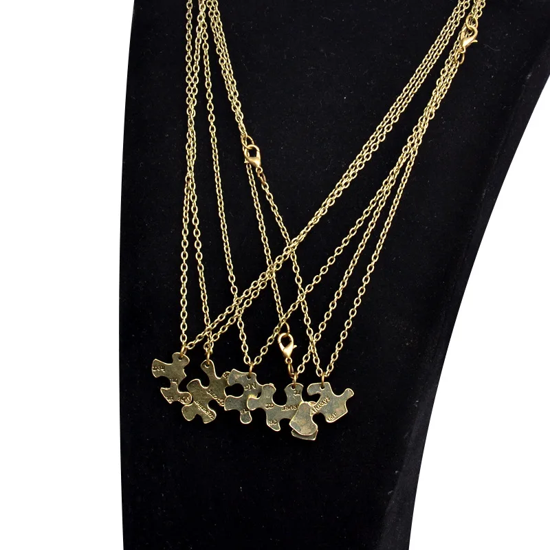 5 шт./компл. ожерелье-пазл с надписью Buddy бронзовое ожерелье для друзей памятное в