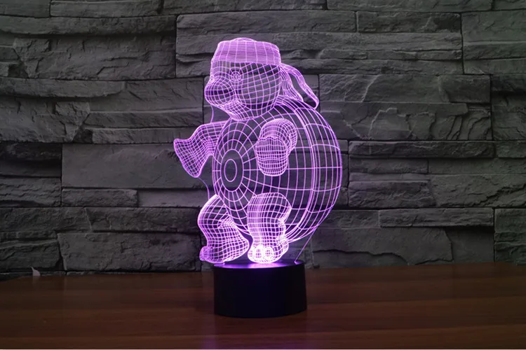 tortoise 3D лампа ночник семь цветов Животные Многоцветный RGB лампа Рождественский Декор Детские Подарочные игрушки сенсорный пульт дистанционного управления настольная лампа - Испускаемый цвет: tortoise