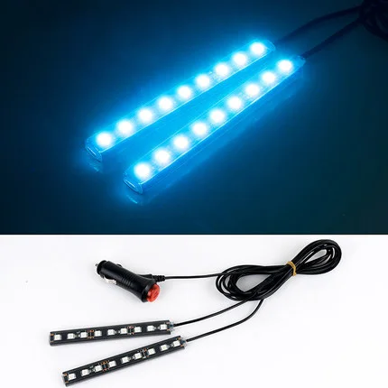 4 шт., автомобильный RGB светодиодный ленточный светильник, цветные автомобильные стильные декоративные атмосферные лампы, напольный светильник, автомобильный интерьерный светильник, автомобильные аксессуары 12 В - Испускаемый цвет: Кристально-синий