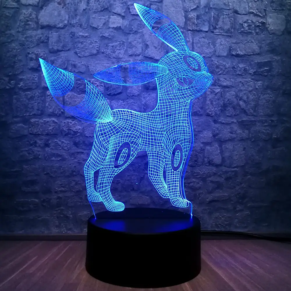 Покемон светодиодный 3d-ночник RGB Blub 7 цветов изменить спальню ночник детский декор комнаты рождественский подарок детские игрушки USB База переключатель