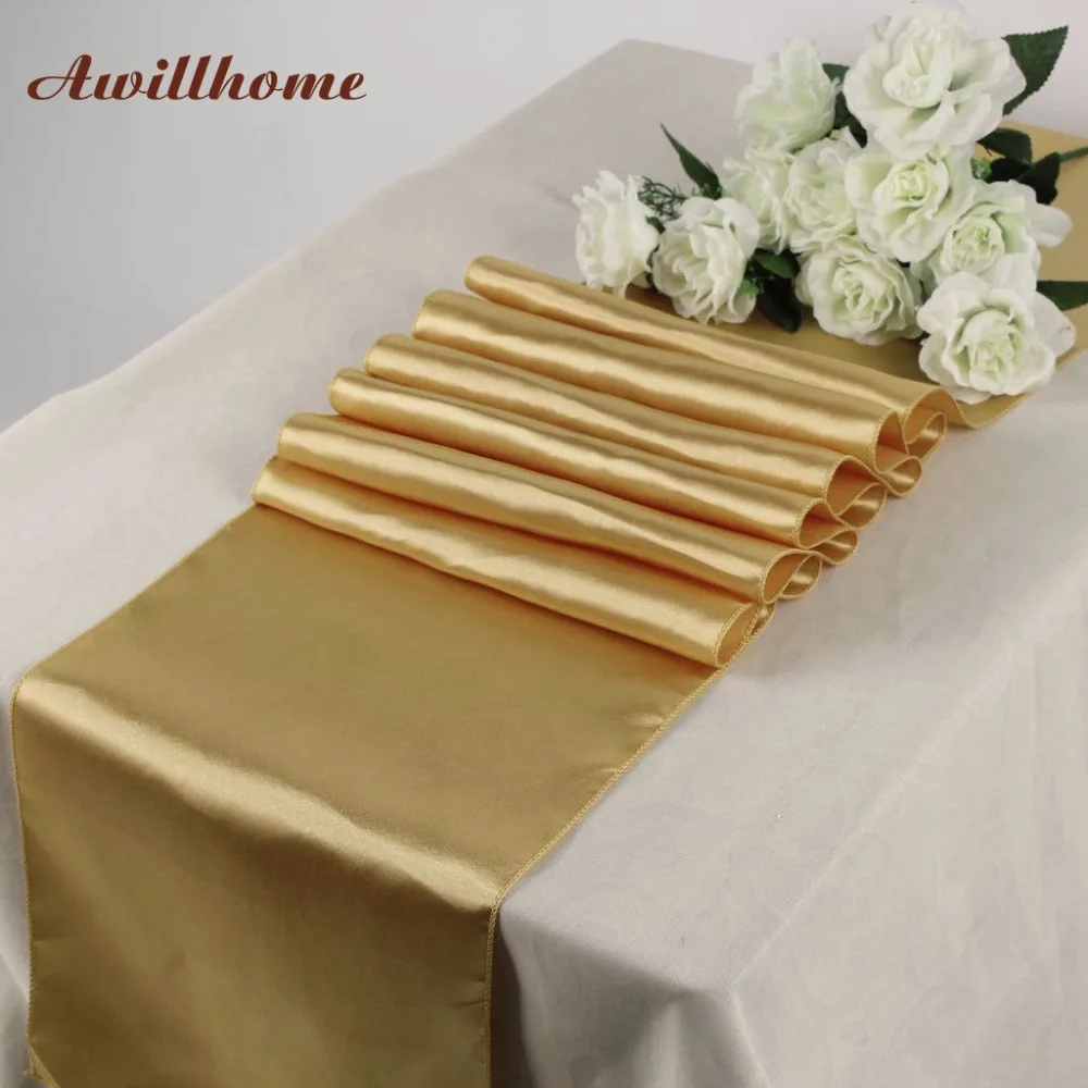Awillhome атласные настольные бегуны высокого качества новые для свадебной вечеринки скатерть на стол ужин банкет украшения дома 303