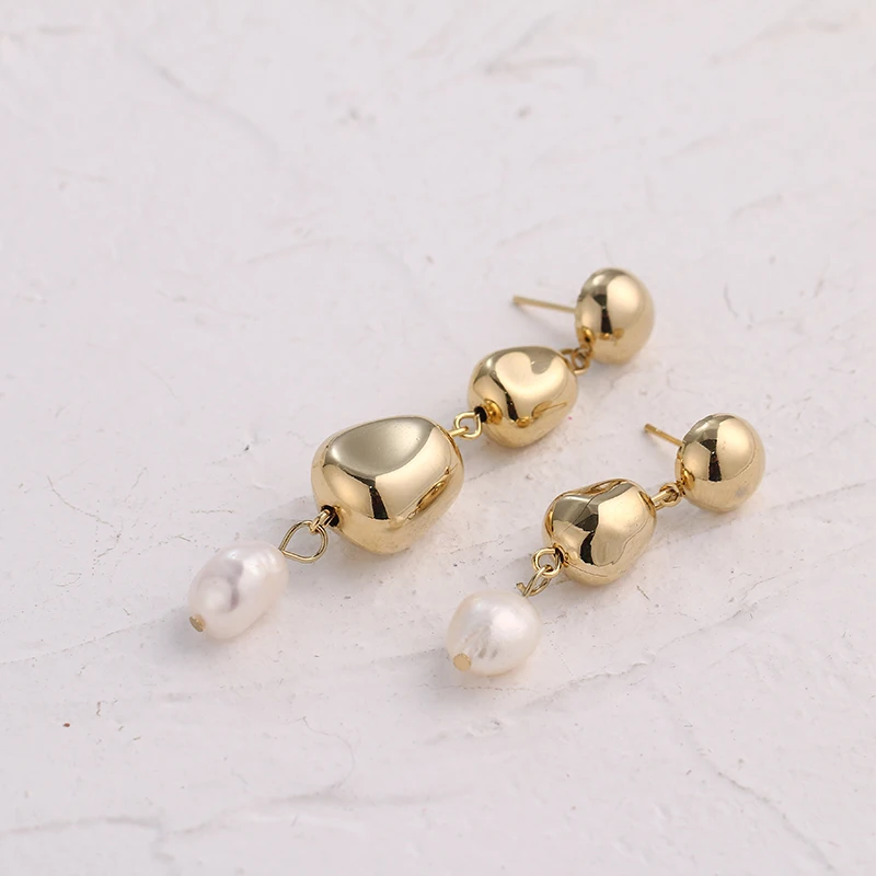 YMYW корейская мода цинковый сплав нерегулярные висячие серьги золотые бусины