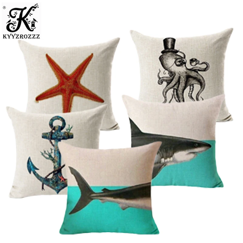 

Акула искусственная хлопковая льняная Морская Черепаха Морская звезда Краб Осьминог декоративная подушка для дивана
