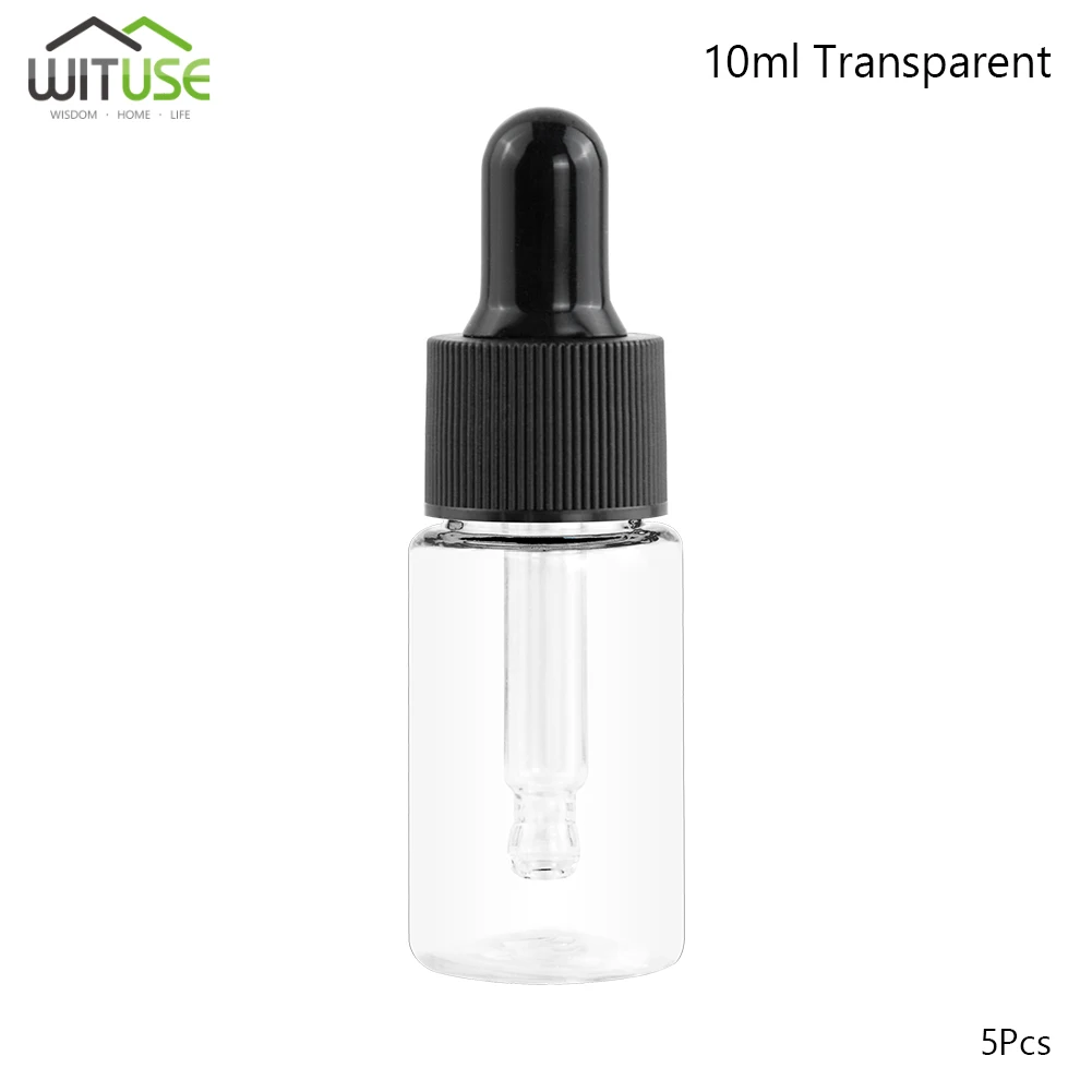 10ml Transparent 5x10 мл 15 мл 20 мл пустая ПЭТ пластиковая бутылка стеклянная капельница масляный флакон для эфирных масел многоразового использования капля Пипетка для жидкости бутылки 4 цвета - Цвет: 10ml Transparent