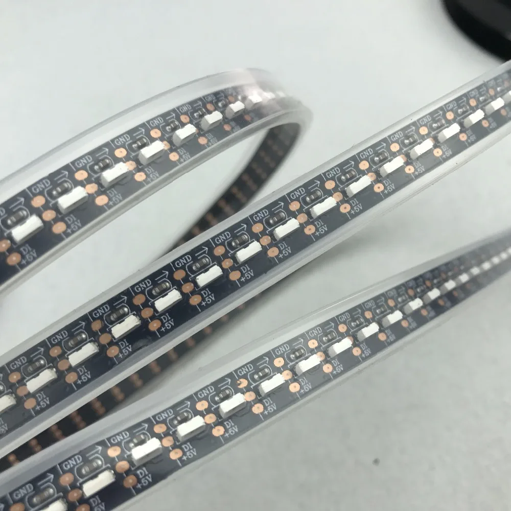 3 м/рулон 144 светодиодный s/m DC5V SK6812-4020 боковой излучающий адресуемый светодиодный гибкий полосы; водонепроницаемый в силиконовой трубке; IP66; Черный pcb