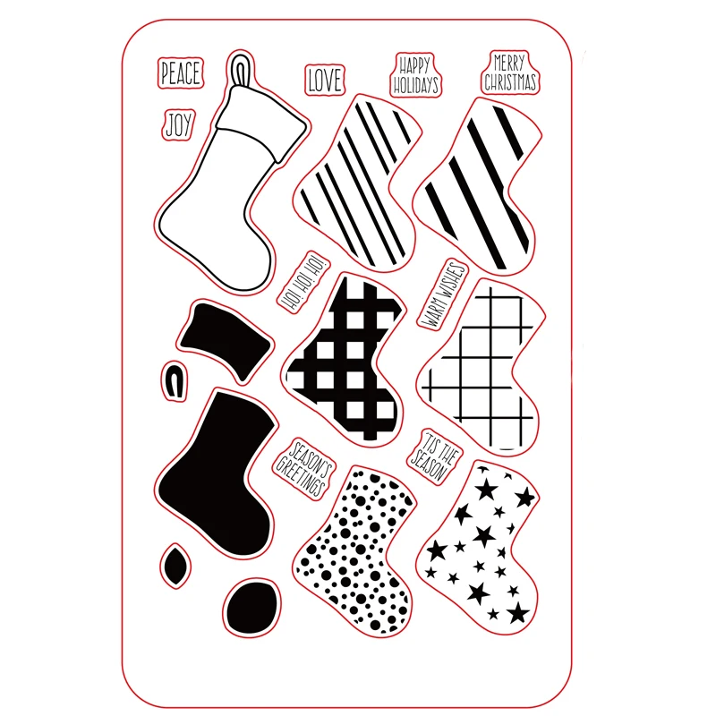 Новые зимние рождественские чулки набор прозрачных штампов уплотнение для DIY