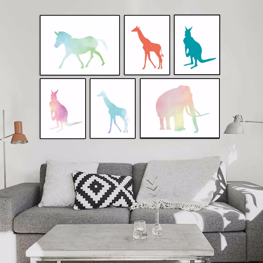 Абстрактные животные слон жираф живопись плакаты и принты настенное искусство