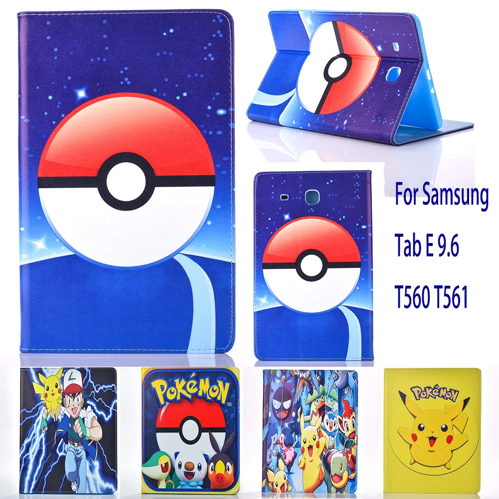 Чехол для samsung Galaxy Tab E 9 6 T560 T561 чехол Pokemon Go с милым Пикачу планшета откидная