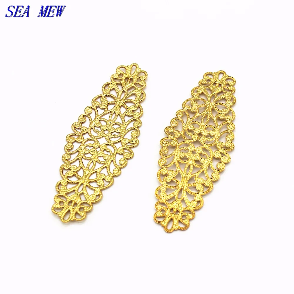 SEA MEW 50 шт. металлический медный лист 24 мм* 64 мм 6 цветов Полые филигранные цветочный Шарм Разъемы DIY ювелирных изделий