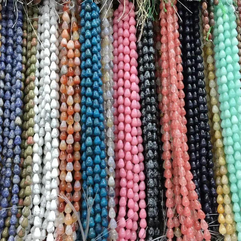 BEADZTALK модные разноцветные каменные бусины 8x12 мм падение груша Форма шарик гладкая Spacer Бусины DIY расходных материалов для изготовления ювелирных изделий