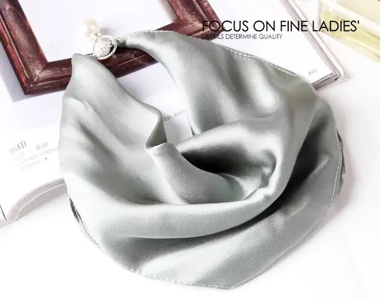 Naizaiga 100% plaid silk ring scarf pearl Pendant 25*25cm spring summer fashion women necklace scarves ZCST10 |