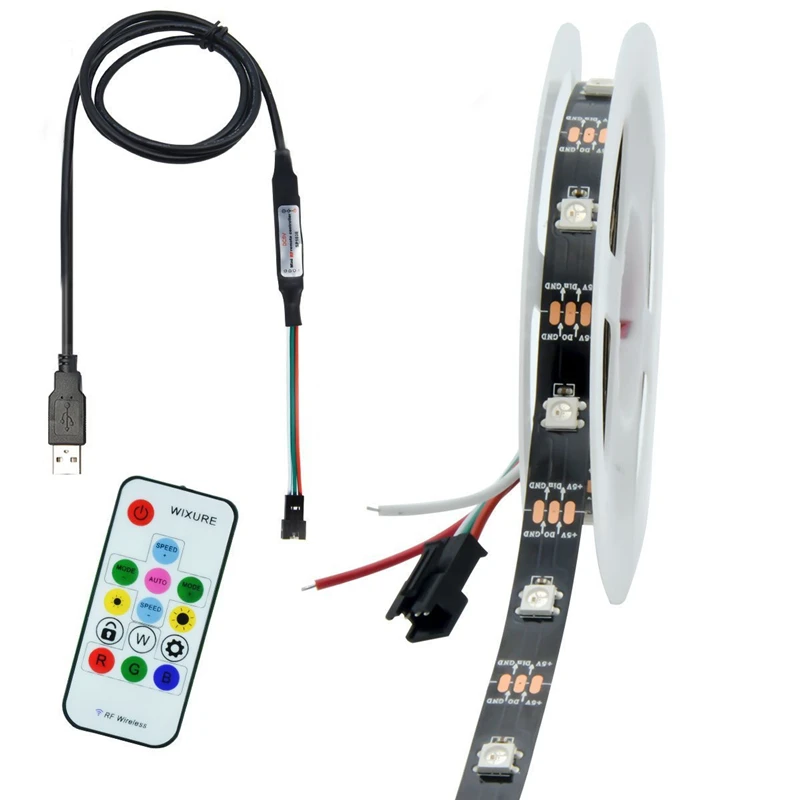 SMD5050 USB WS2812B 1 M RGB Светодиодные ленты света для ТВ фон 30 светодиодный/м гибкий