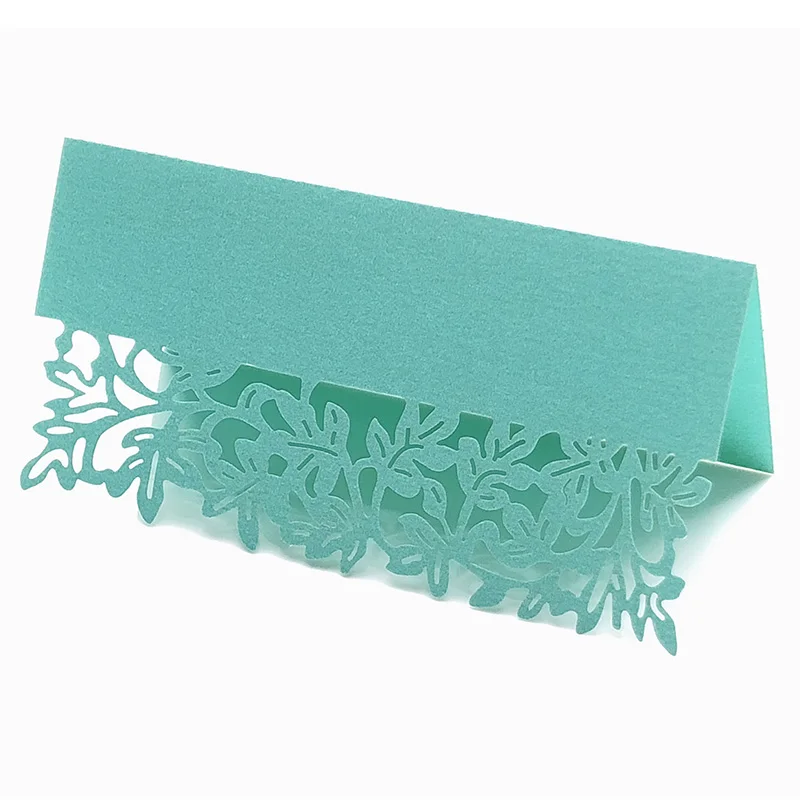 Tiffany Blue 50 шт. Дерево лист лазерная резка место карты полые роскошный стол имя карты сообщение установка карты украшения для свадьбы и дня рождения вечерние принадлежности - Цвет: Tiffany Blue