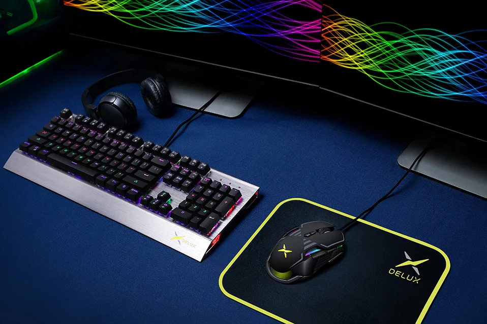 Delux M628 PMW3389, сенсор, 16000 точек/дюйм, игровая мышь, 9 кнопок, 50G, ACC RGB, проводная, оптическая, обе руки, мыши с набором веса для геймера